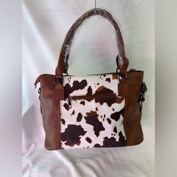 2pc Cow Print Purse For Women, PU Leather Large Hand/Shoulder Bag - Picture 5 of 8